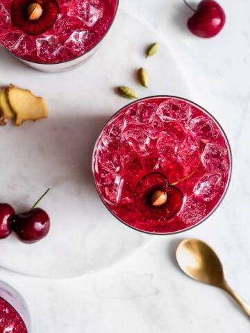 cherry cordial in a cup with ice