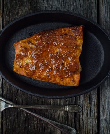 salmon filet in a pan