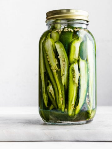 Pickled jalapenos in a jar