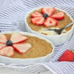 marrow custard in dishes, garnished with berries