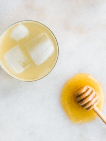 jun tea in a glass with ice