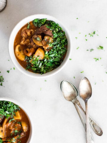 mushroom stew with two spoons
