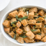 a bowl of stuffing
