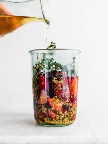 strawberry herb shrub in a weck jar