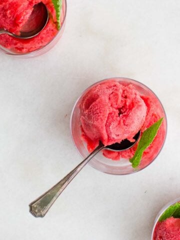 homemade strawberry mint sorbet