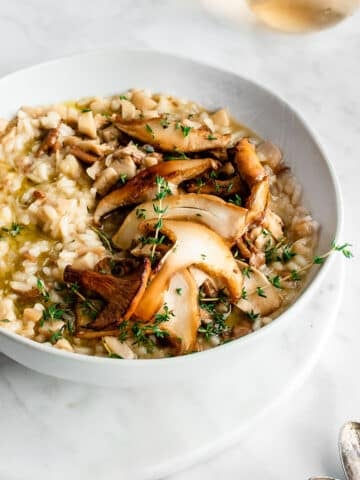 Wild mushroom risotto made with thyme, chanterelles and pine mushrooms